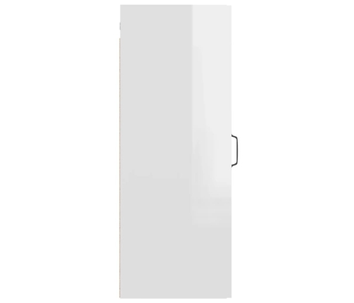 Armario de pared colgante blanco brillante 34,5x34x90 cm