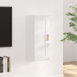 Armario de pared madera de ingeniería blanco brillo 35x34x90 cm