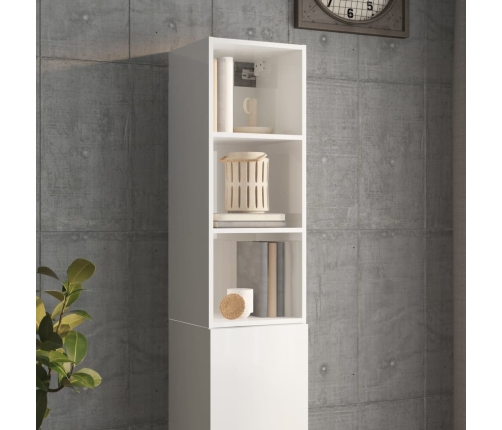 vidaXL Armario pared madera contrachapada blanco brillo 34,5x32,5x90cm