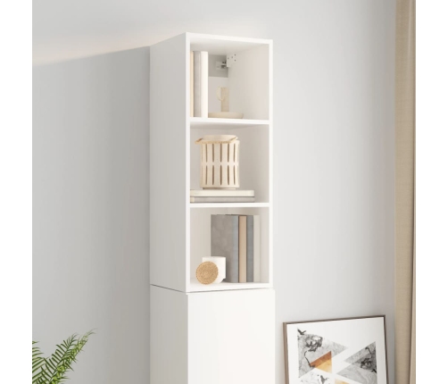 vidaXL Armario pared madera contrachapada blanco brillo 34,5x32,5x90cm