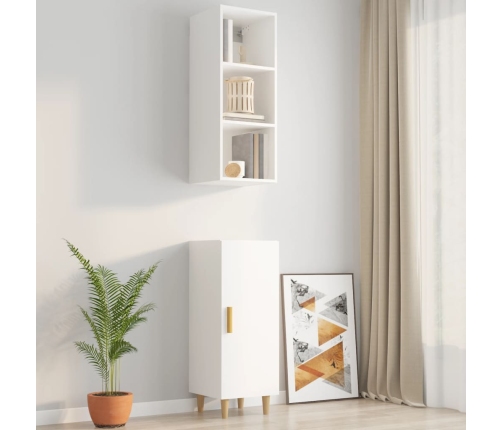 vidaXL Armario pared madera contrachapada blanco brillo 34,5x32,5x90cm