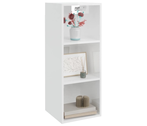 vidaXL Armario pared madera contrachapada blanco brillo 34,5x32,5x90cm