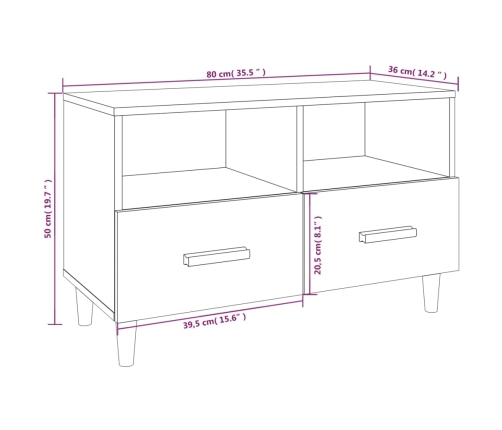 Mueble para TV madera contrachapada blanco 80x36x50 cm