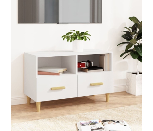 Mueble para TV madera contrachapada blanco 80x36x50 cm