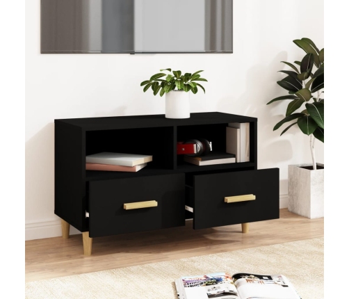 Mueble para TV madera contrachapada negro 80x36x50 cm