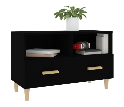 Mueble para TV madera contrachapada negro 80x36x50 cm