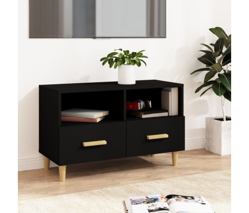 Mueble para TV madera contrachapada negro 80x36x50 cm