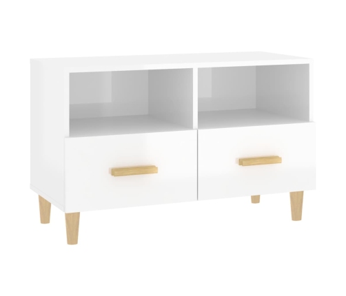 Mueble de TV madera contrachapada blanco brillo 80x36x50 cm