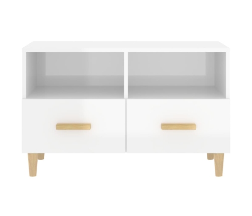 Mueble de TV madera contrachapada blanco brillo 80x36x50 cm