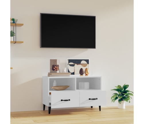 Mueble para TV madera contrachapada blanco 80x36x50 cm