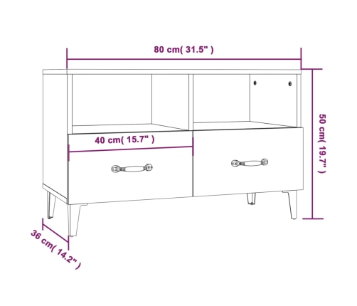 Mueble para TV madera contrachapada blanco 80x36x50 cm