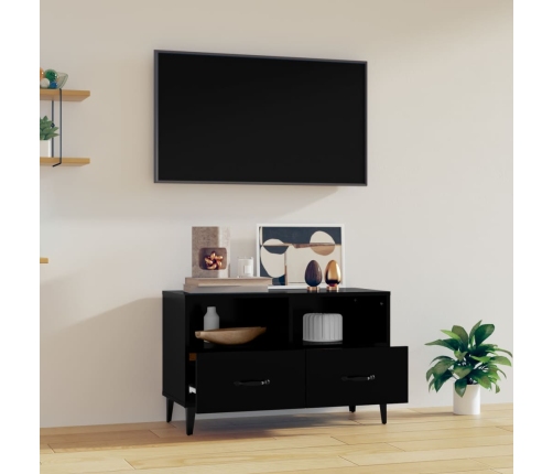 vidaXL Mueble para TV madera contrachapada negro 80x36x50 cm