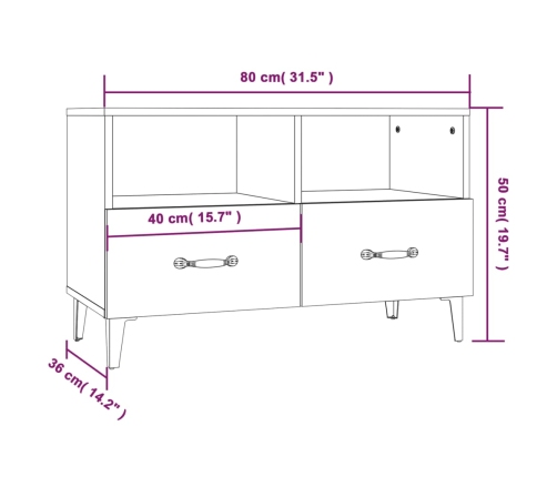 vidaXL Mueble para TV madera contrachapada negro 80x36x50 cm