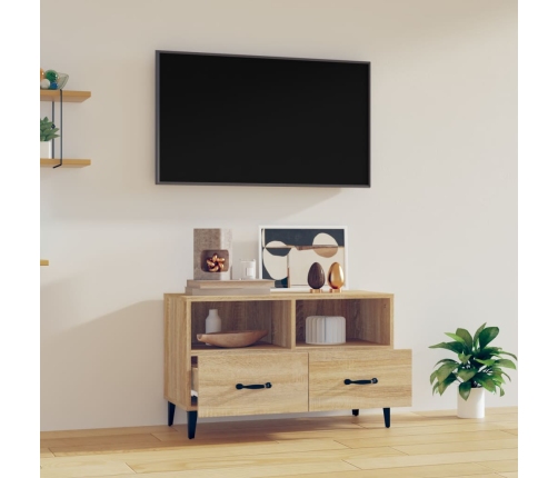 Mueble para TV madera contrachapada roble ahumado 80x36x50 cm