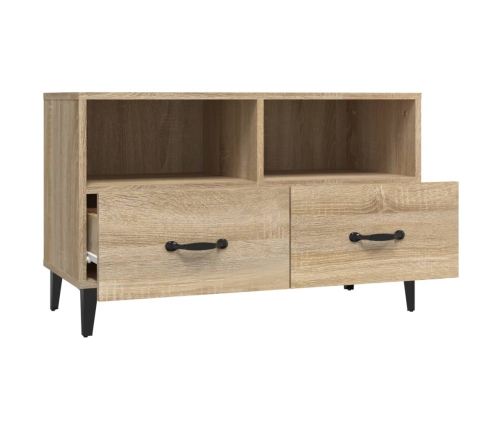 Mueble para TV madera contrachapada roble ahumado 80x36x50 cm