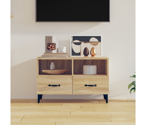 Mueble para TV madera contrachapada roble ahumado 80x36x50 cm