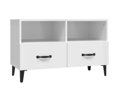 Mueble de TV madera contrachapada blanco brillo 80x36x50 cm