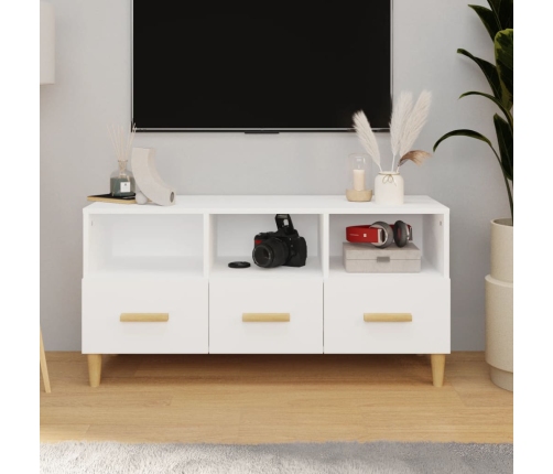 Mueble para TV madera contrachapada blanco 102x36x50 cm