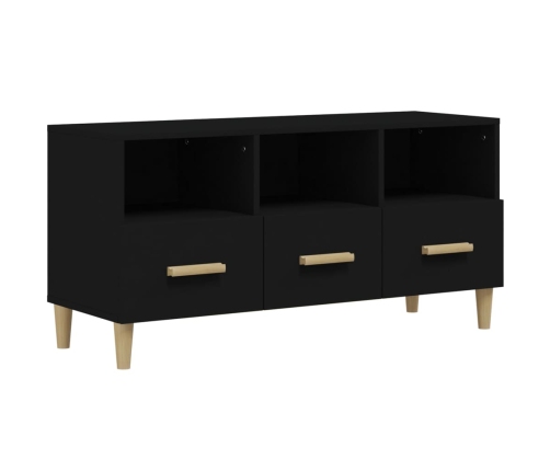 Mueble de TV madera contrachapada negro 102x36x50 cm