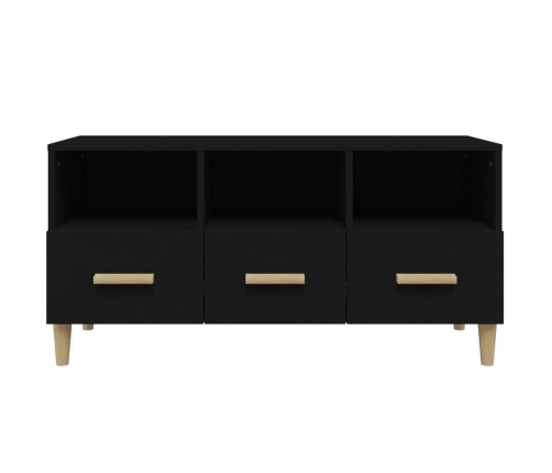 Mueble de TV madera contrachapada negro 102x36x50 cm