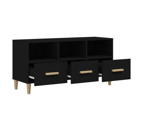 Mueble de TV madera contrachapada negro 102x36x50 cm