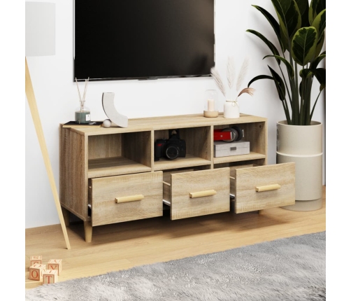 Mueble para TV madera contrachapada color roble 102x36x50 cm