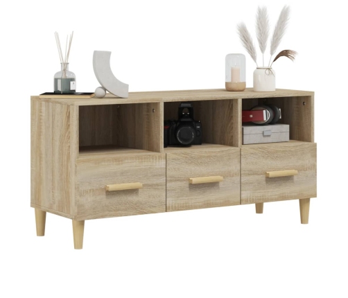 Mueble para TV madera contrachapada color roble 102x36x50 cm