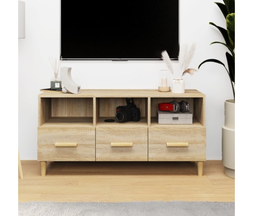 Mueble para TV madera contrachapada color roble 102x36x50 cm