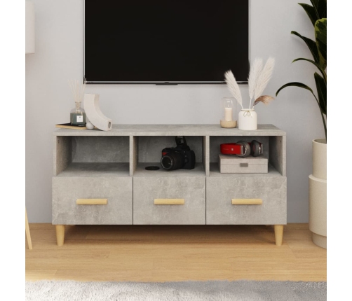 Mueble de TV madera de ingeniería gris hormigón 102x36x50 cm