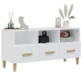 Mueble de TV madera contrachapada blanco brillo 102x36x50 cm