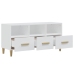 Mueble de TV madera contrachapada blanco brillo 102x36x50 cm