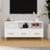 Mueble de TV madera contrachapada blanco brillo 102x36x50 cm