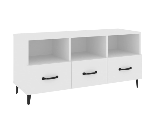 vidaXL Mueble de TV madera contrachapada blanco 102x35x50 cm