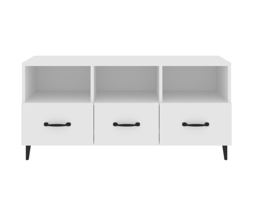 vidaXL Mueble de TV madera contrachapada blanco 102x35x50 cm