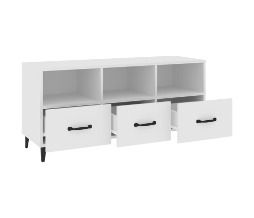 vidaXL Mueble de TV madera contrachapada blanco 102x35x50 cm