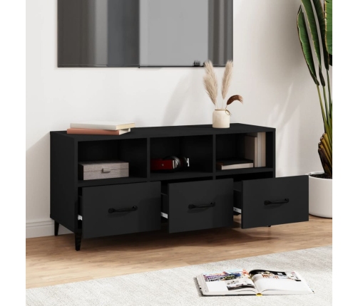 Mueble de TV madera contrachapada negro 102x35x50 cm