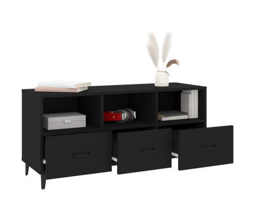 Mueble de TV madera contrachapada negro 102x35x50 cm