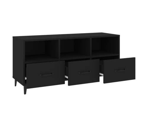 Mueble de TV madera contrachapada negro 102x35x50 cm