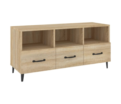 Mueble para TV madera contrachapada color roble 102x35x50 cm