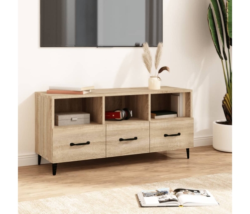 Mueble para TV madera contrachapada color roble 102x35x50 cm