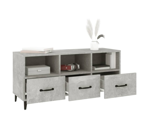 Mueble de TV madera contrachapada gris hormigón 102x35x50 cm