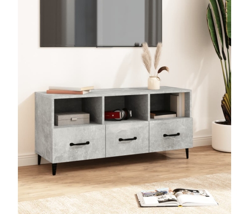 Mueble de TV madera contrachapada gris hormigón 102x35x50 cm