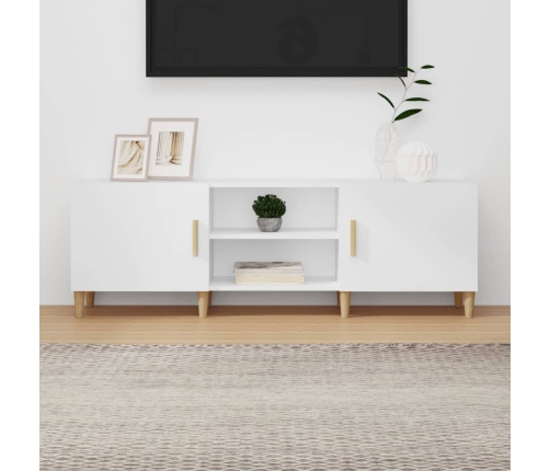 Mueble para TV madera contrachapada blanco 150x30x50 cm