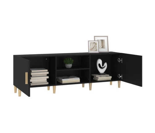 Mueble para TV madera contrachapada negro 150x30x50 cm