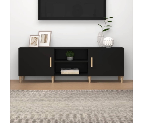 Mueble para TV madera contrachapada negro 150x30x50 cm