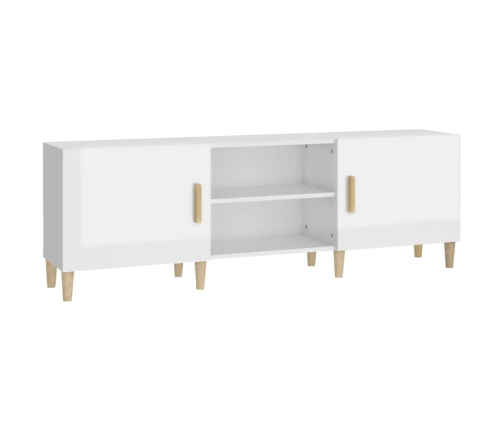 Mueble TV madera contrachapada blanco brillante 150x30x50 cm