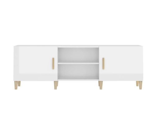 Mueble TV madera contrachapada blanco brillante 150x30x50 cm