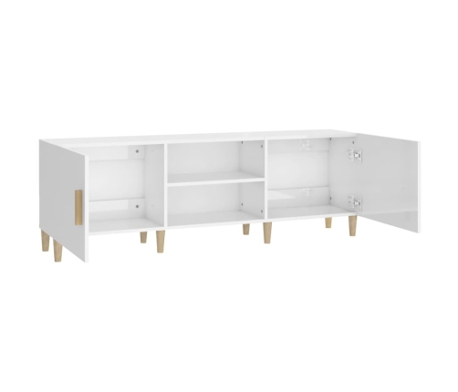 Mueble TV madera contrachapada blanco brillante 150x30x50 cm