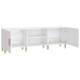 Mueble TV madera contrachapada blanco brillante 150x30x50 cm