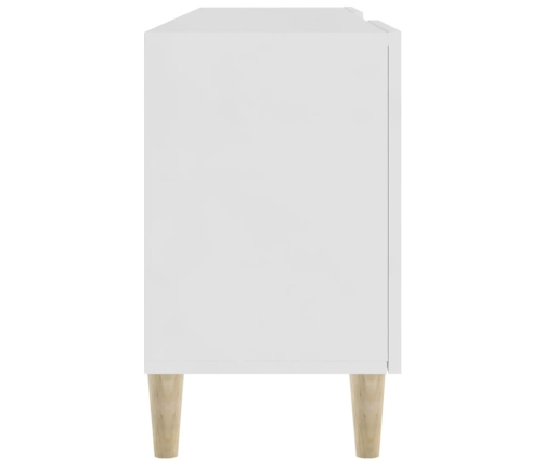 Mueble TV madera contrachapada blanco brillante 150x30x50 cm